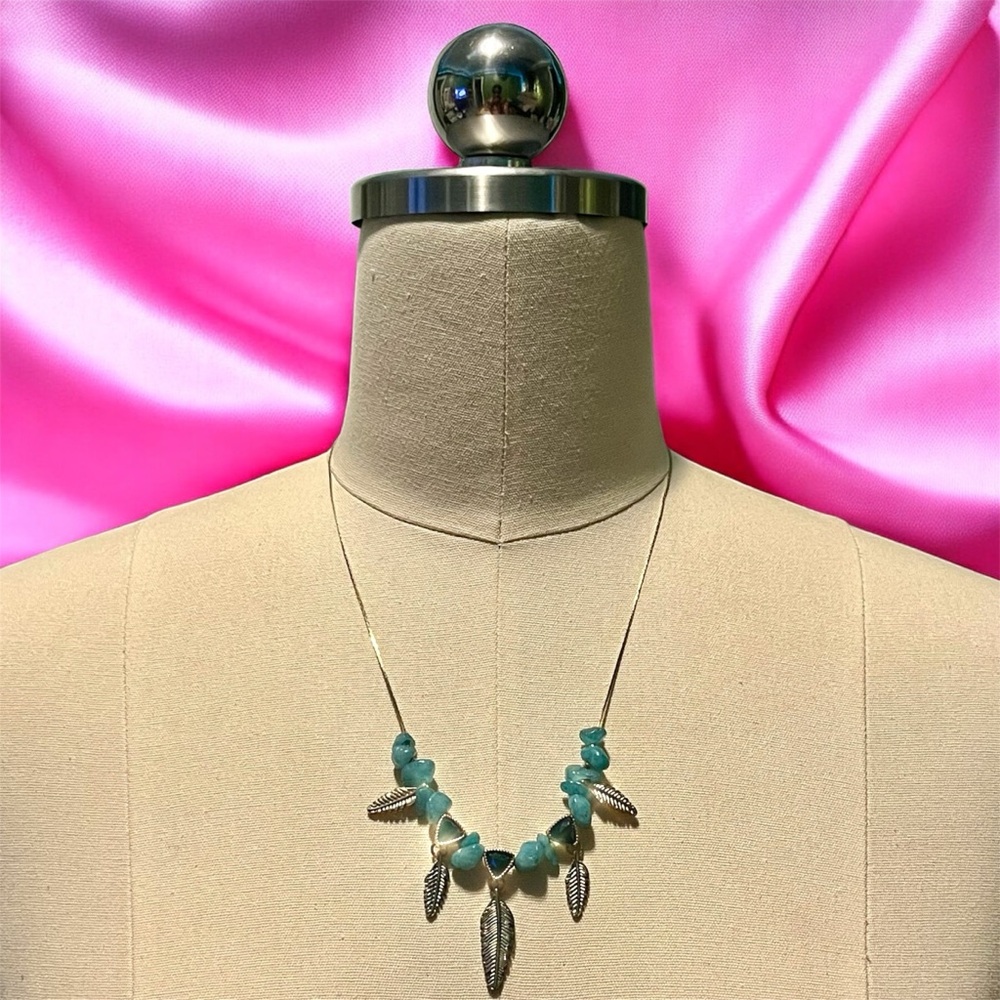 Gold Turquoise Charm Necklace